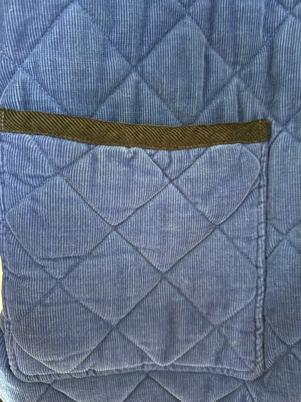Susan Bristol Vintage Blue Quilted Barn Jacket with Black Corduroy Trim Med - Picture 12 of 15